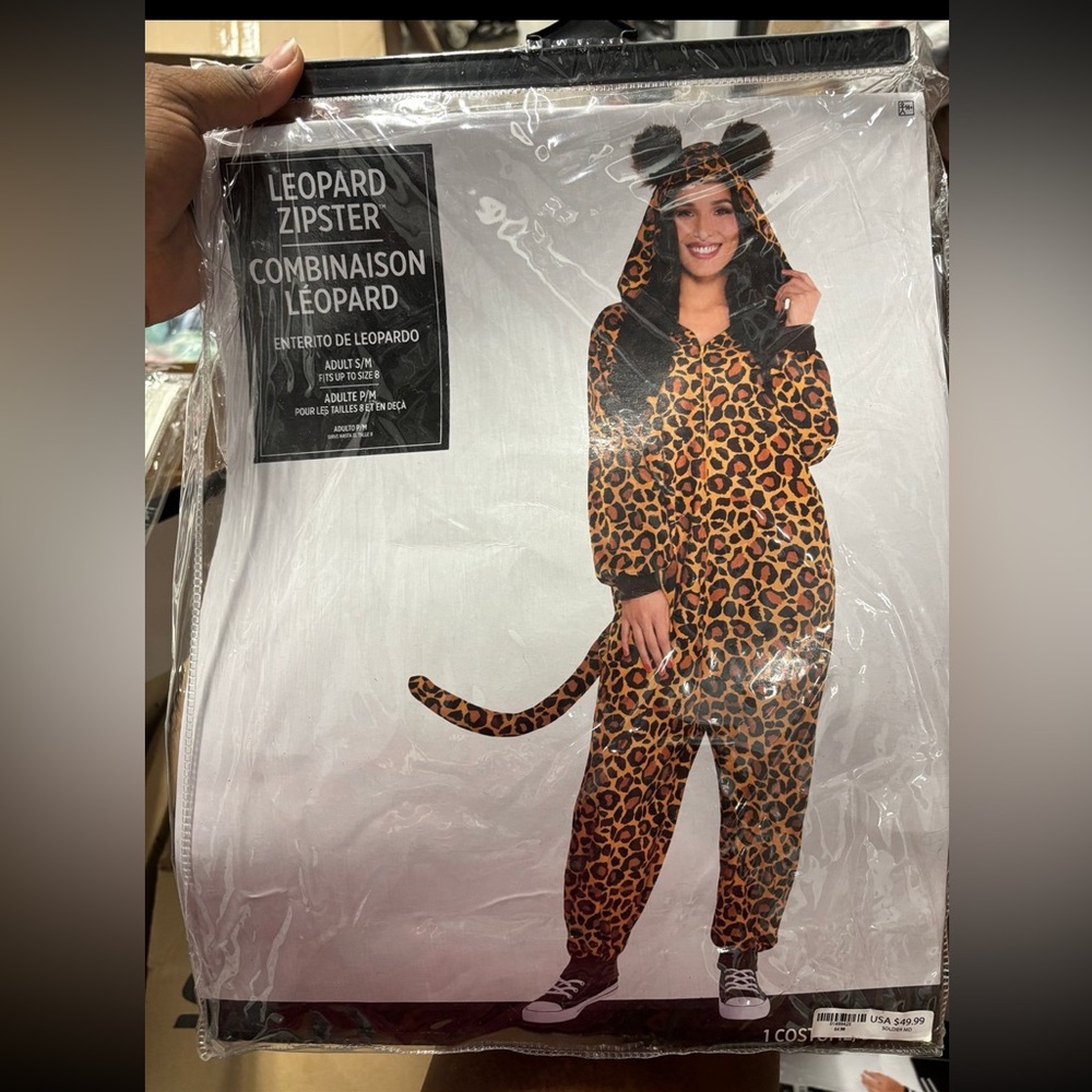 Adult Women’s Leopard Zipster Onesie/Costume Small/Medium